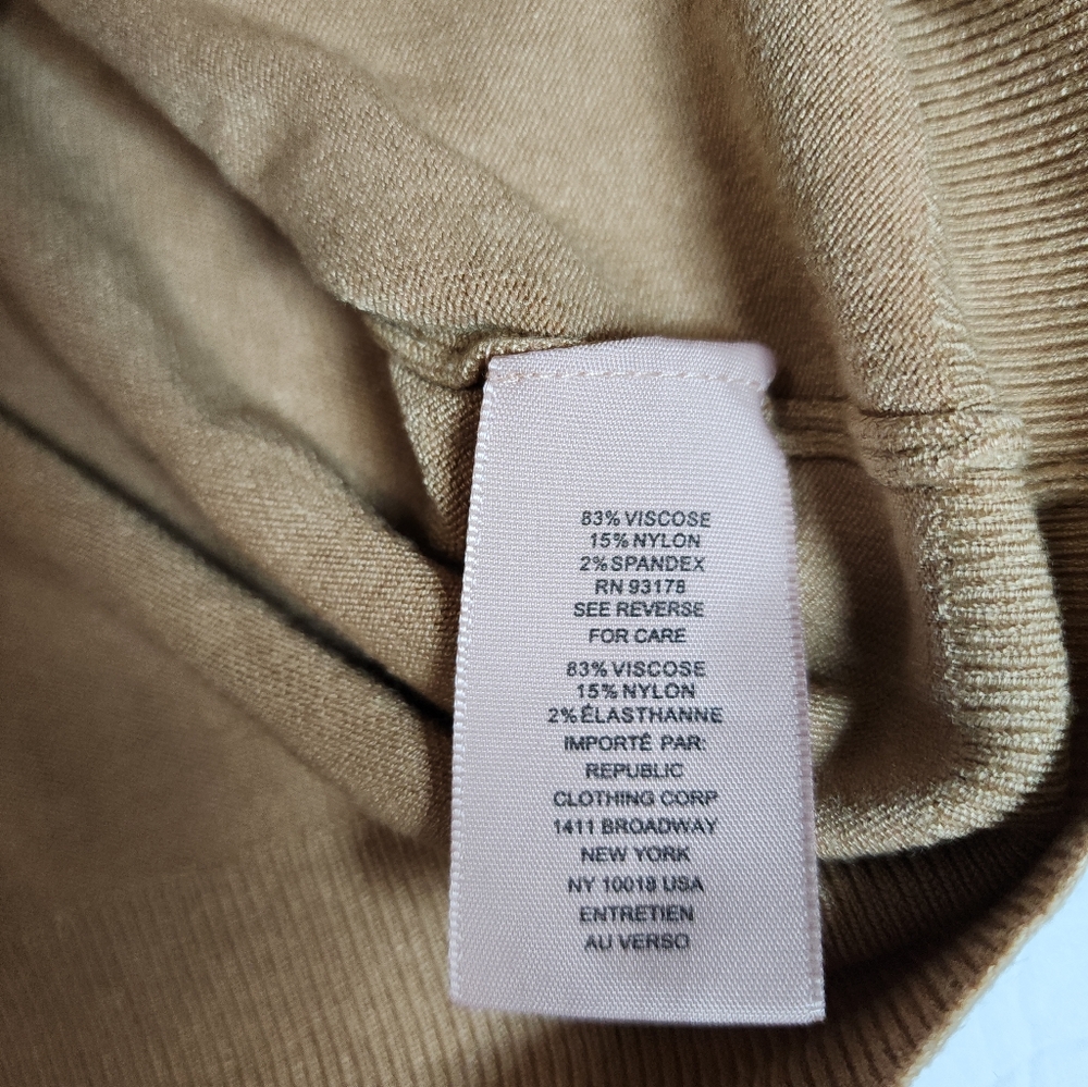 Philosophy Ribbed Mock Neck Sweater Tan Knit 3/4 Sleeve Size XS - Picture 11 of 12